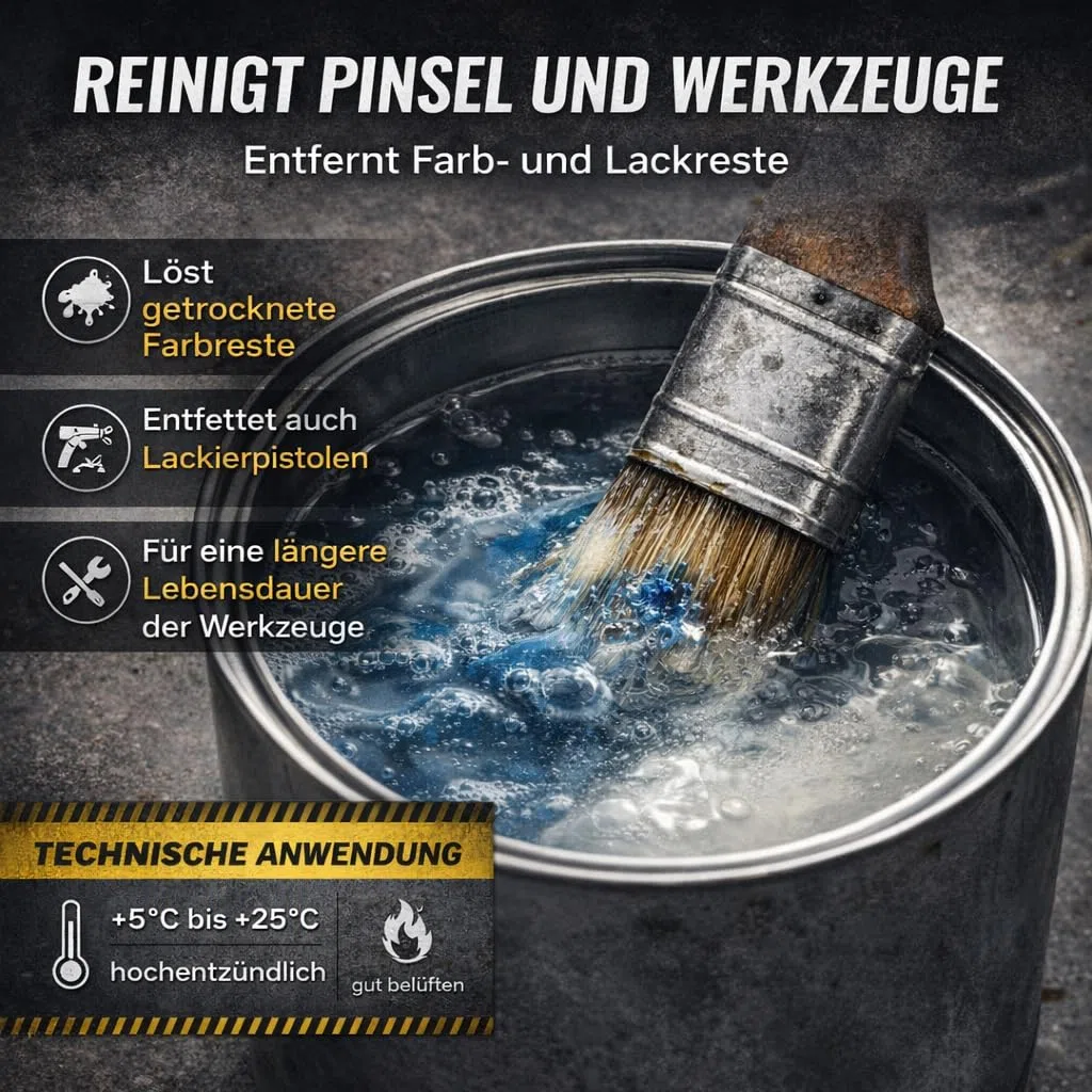 GiDeli Nitroverdünner 6 x 5L - Leistungsstarke Universeller Nitroverdünnung zum Reinigen von Pinseln und Malwerkzeugen - für Farben und Lacke - für Werkstatt- und Renovierungsarbeiten