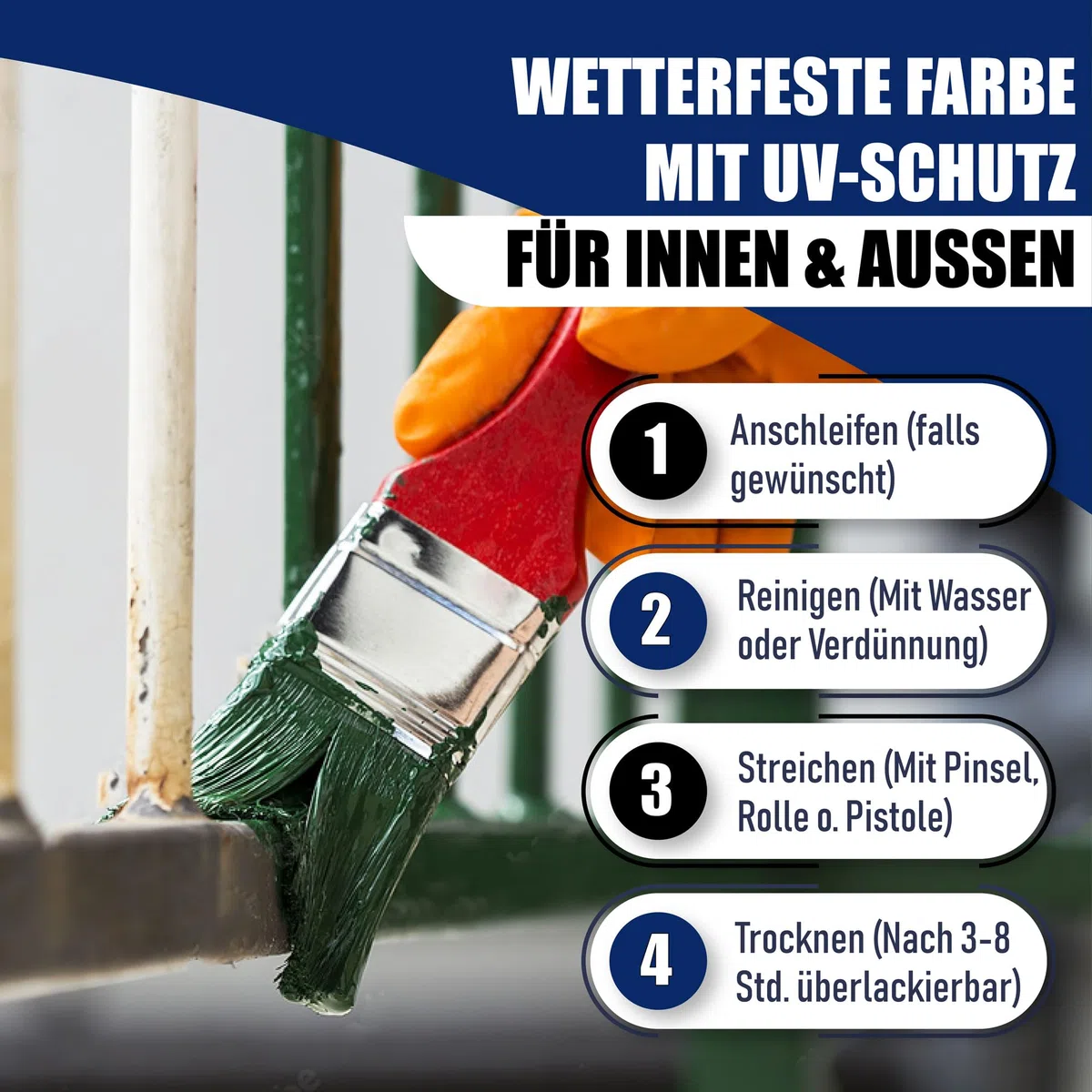 Metallschutzlack 3in1 SEIDENMATT Cremeweiß RAL 9001 Weiß Metallschutzfarbe 3-in-1 Grundierung, Rostschutz und Deckanstrich in Einem Metalllack Metallfarbe // Hamburger Lack-Profi (2,5 L)