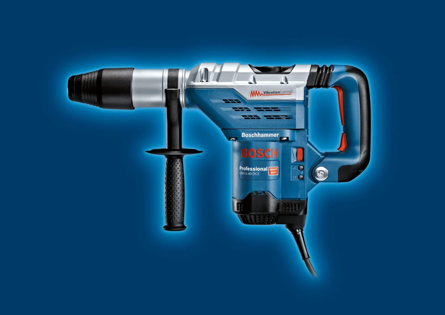 Bosch Professional GBH 5-40 DCE hammer drill, 1,150 W rated input power, 8.8 J impact energy, 1,500–3,050 min¯¹, stroke rate, carrying case., 0611264000, Corded Electric