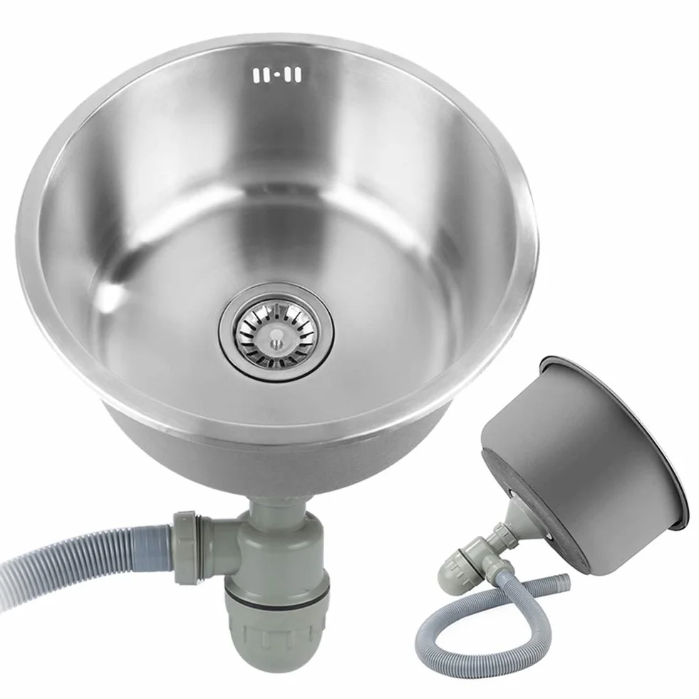 Edelstahlspüle Campingspüle - Einbauspüle und Aufbauspüle - Spülbecken, Küchenspüle [Energieklasse B] (41 * 41 * 20cm-Silber)