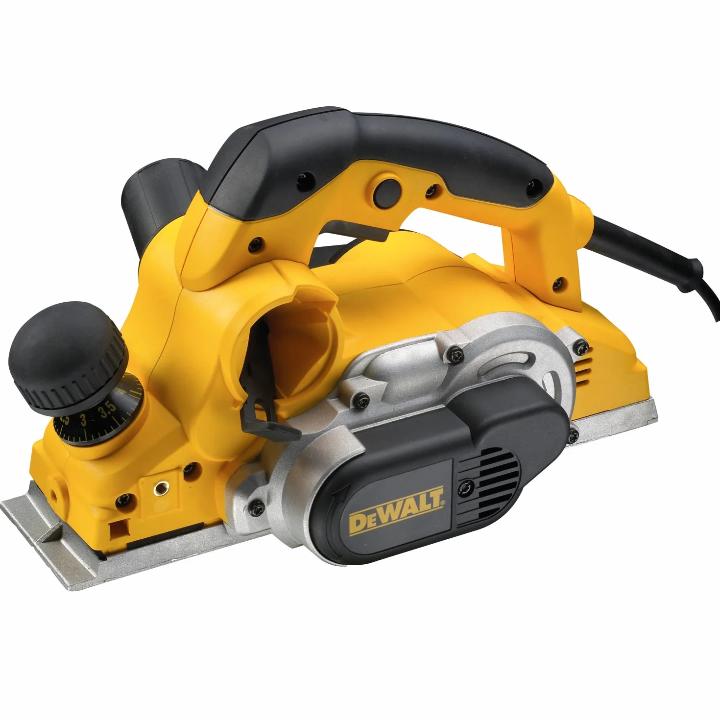 Dewalt Hobel (82 mm) D26500K (1.050 Watt, Hobelbreite 82 mm, ø-Messerwelle 64 mm, max. Spantiefe 4 mm, max. Falztiefe 25 mm, Hobeltiefe in 1/10 mm Schritten einstellbar, plangefräste Hobelsohle)