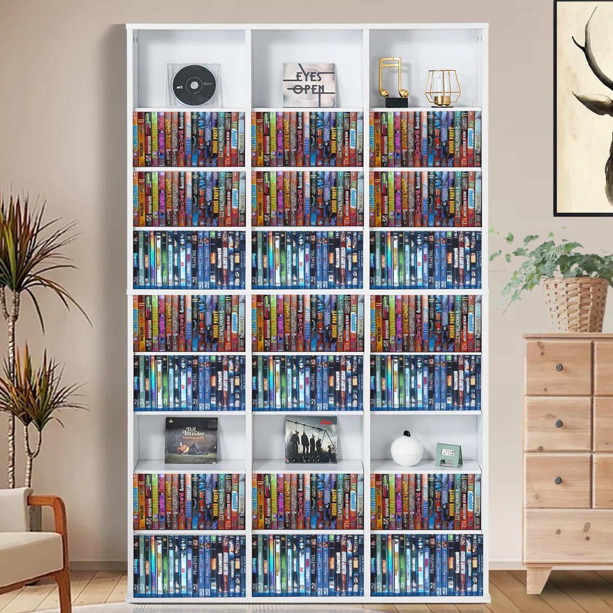 VEVOR Medienaufbewahrungsschrank CD-Regal, 9-lagiges DVD-Regal für bis zu 756 CDs, verstellbare CD-Regale mit 27 Fächern, organisiert Musik-, Film-, Videospiel- oder Erinnerungssammlungen, weiß