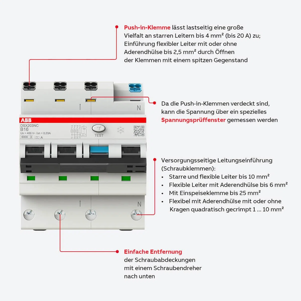 ABB FlexLine Set: 5x SX201-B16 Leitungsschutzschalter B + 1x SX203-B16 Leitungsschutzschalter B + 1x FX204 A-40A/0.03 FI-Schutzschalter + 1x PSX3/24N Phasenschiene