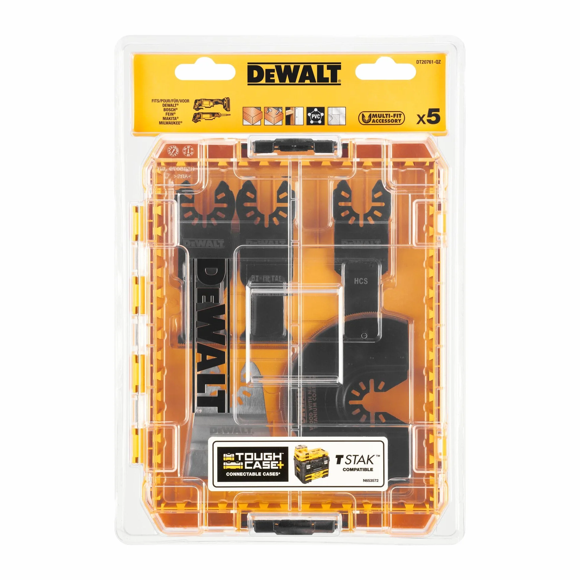 DEWALT 5-teiliges Multi-Tool Zubehör-Set (mit Multi-Fit Aufnahme, in mittlerem TOUGHCASE zur praktischen Aufbewahrung), DT20761-QZ