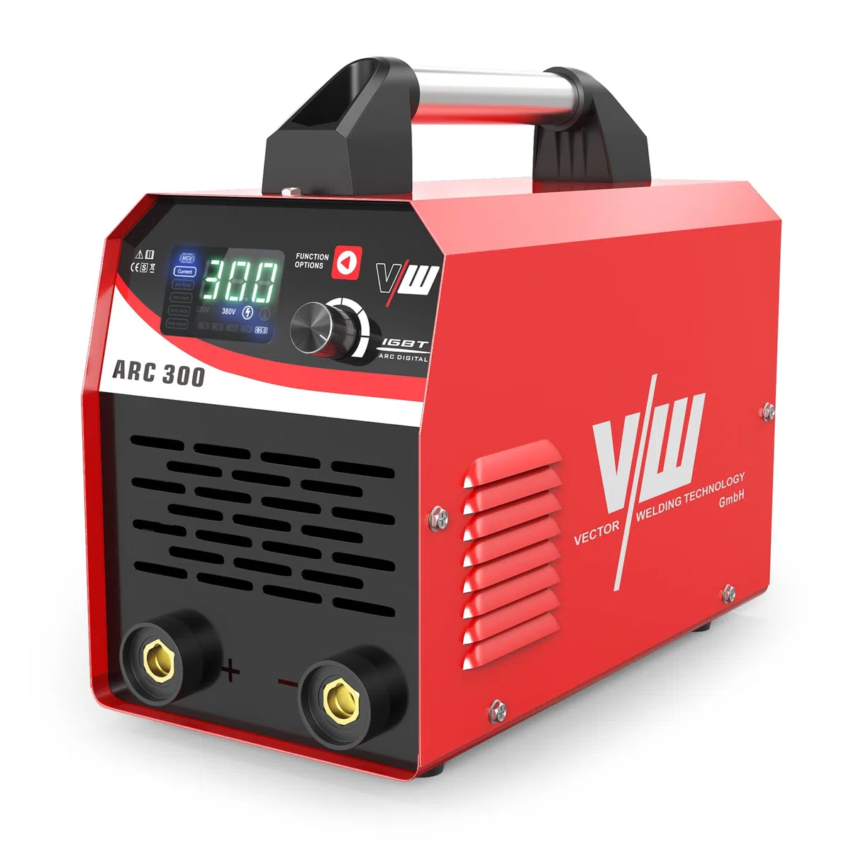 VECTOR WELDING 300A Elektroden Schweißgerät, ARC/MMA IGBT Inverter Schweißgerät mit Heißstart, Anti-Sticking und Überhitzungsschutz für Profis, ARC 300, Inklusive 10 x Schweißelektroden