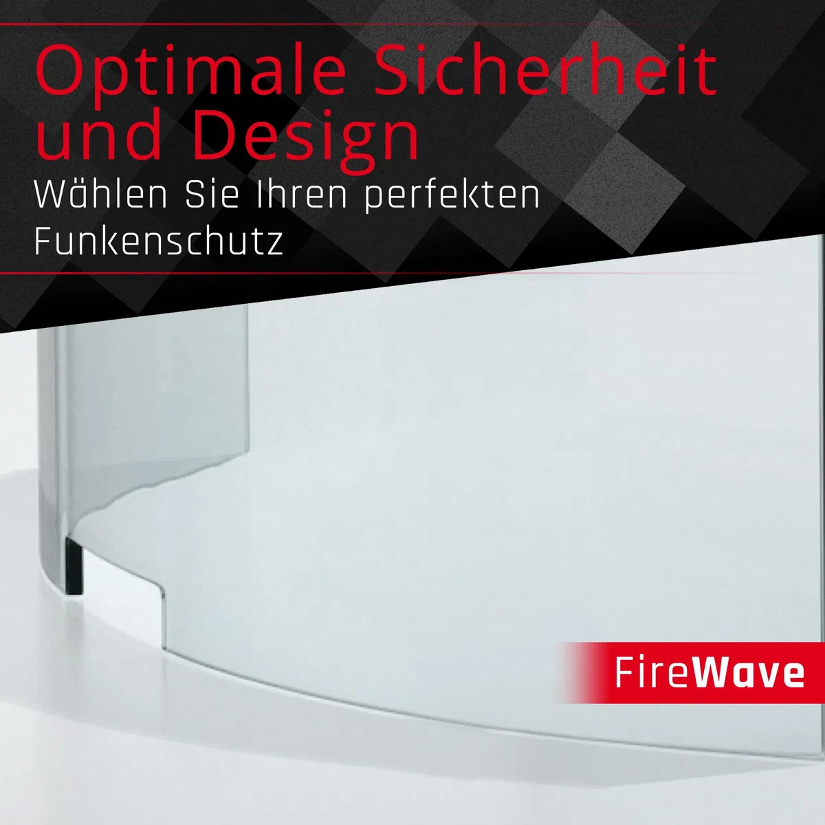 BIJON Kaminschutzgitter aus Spezial-Sicherheitsglas, Hitzeschutz Funkenschuztgitter, Ofenschutzgitter aus echtem ESG-Glas, Kamin Ofen Glas Funkenschutz 75 x 50 x 16 cm