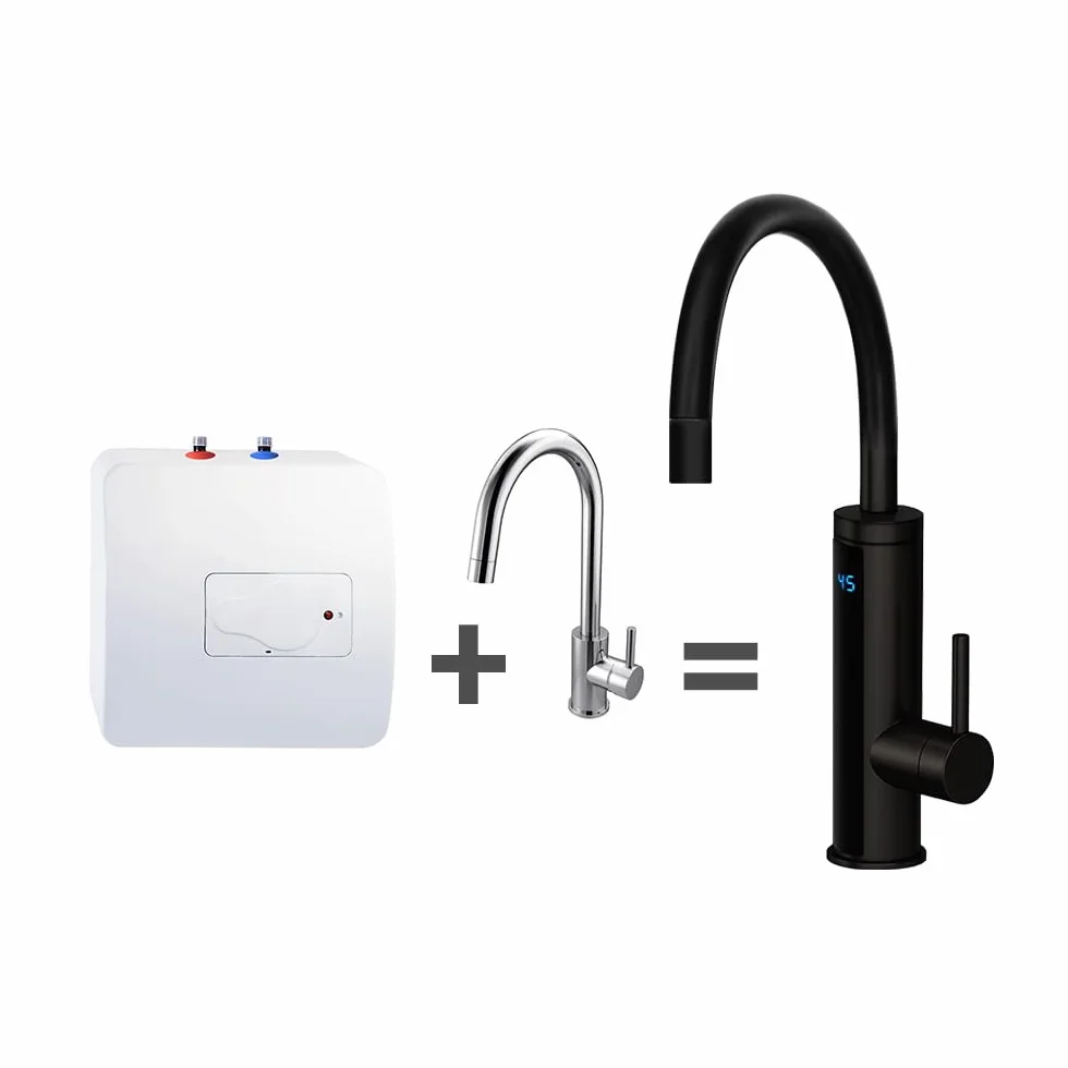 HOGART Elektrische Wasserhahn mit Durchlauferhitzer 230v für Küche, Garten, Bad, Wohnwagen, Camping, 2 Aufsätze, Smart Heater, Armatur mit Sofortiger Warmwasserbereiter, Warmwasserhahn, Wasserboiler