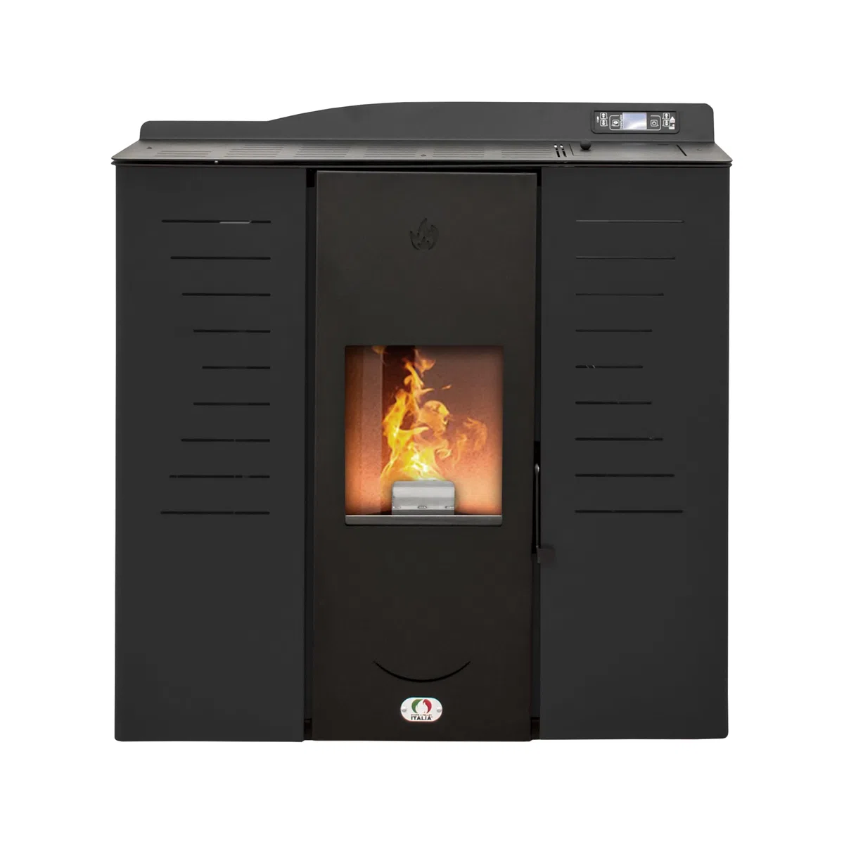 STUFE A PELLET ITALIA Italia 20 KW 5 Sterne WiFi | Hydro-Pelletöfen für Heizsystem Zertifizierte Effizienz 89% Heizt 130m² Autonomie 16 Std WiFi-Steuerung Programmierbar 5 Kräfte 24M Garantie Schwarz
