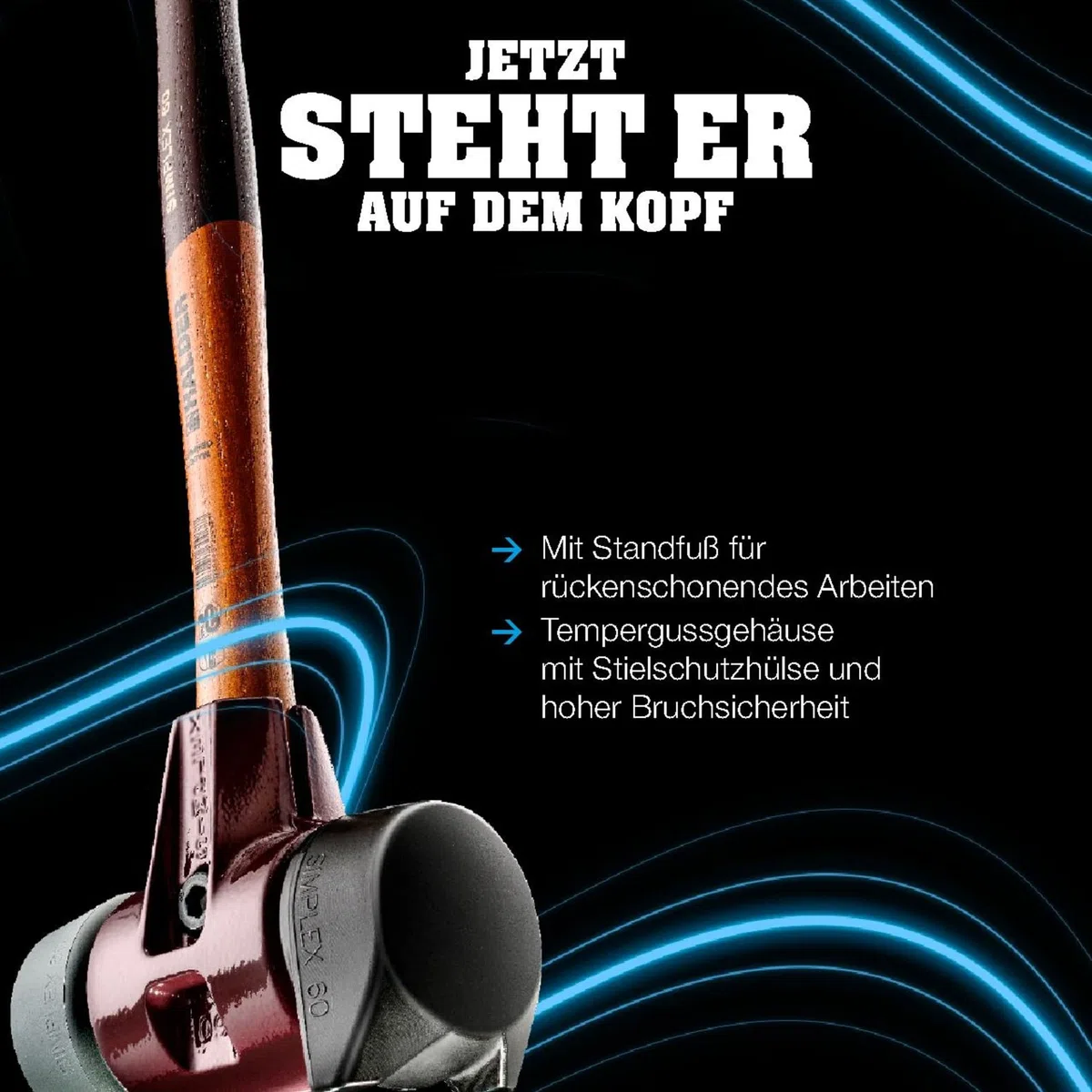 HALDER-Plusbox Starterkit, SIMPLEX-Schonhammer D80, Gummikomposition mit Standfuß/Superplastik sowie je ein TPE-soft und TPE-mid Schlageinsatz plus Flaschenöffner | 3027s025
