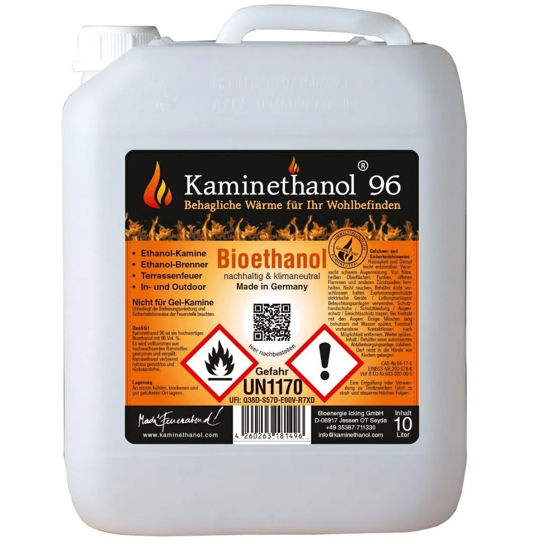 Icking Bioethanol 96,6% 30 Liter (3 x 10 L) | Premium Qualität - direkt vom Hersteller für Ethanol Kamine, Alkohol-Brenner, Terrasenfeuer, Raumfeuer und Gartenfackeln