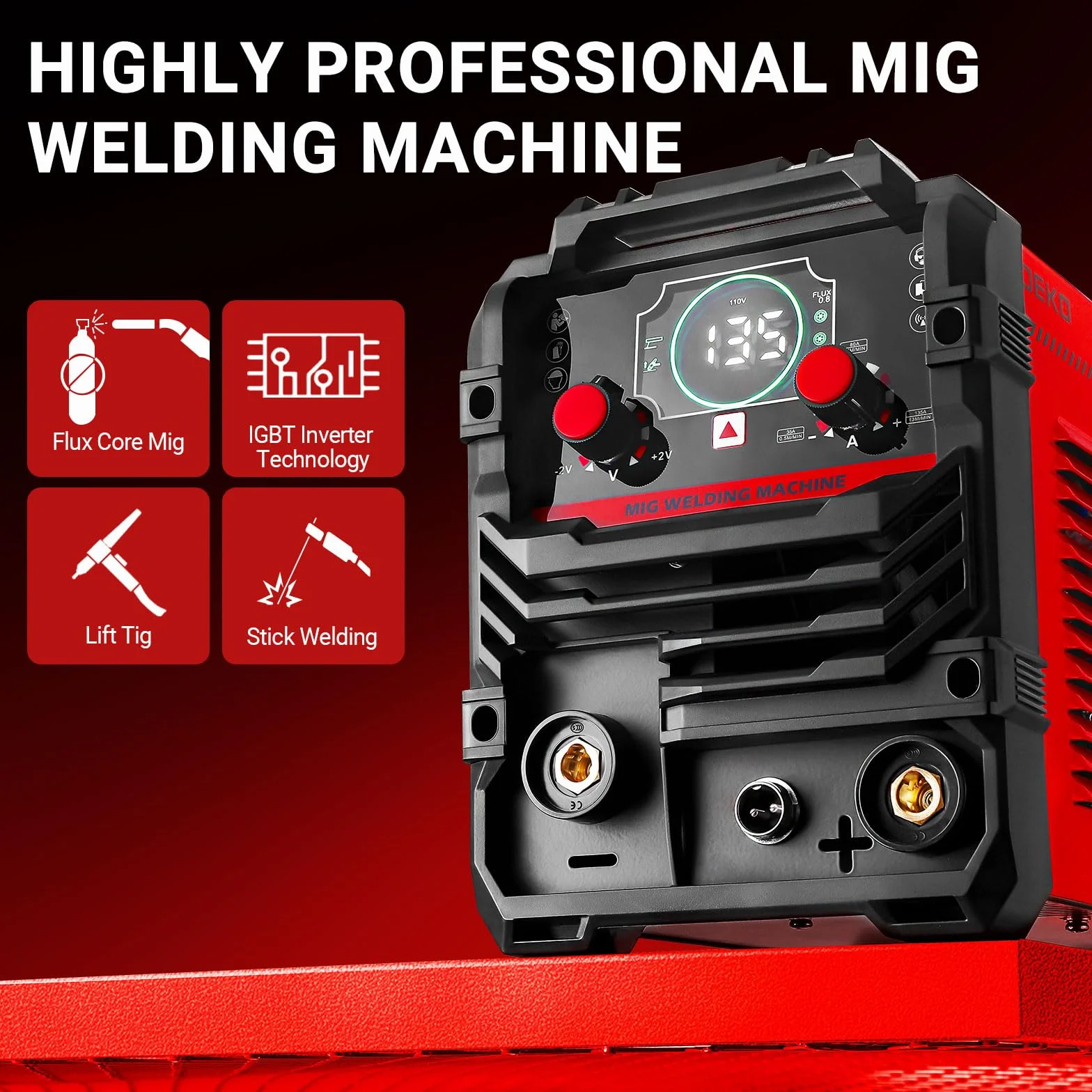 MIG Schweißgerät 135Amp: DEKOPRO 220 Volt Flusskern MIG/Lift TIG/Stick 3-in-1 Schweißmaschine IGBT-Wandler Portable Set für Hausbesitzer und Heimwerker