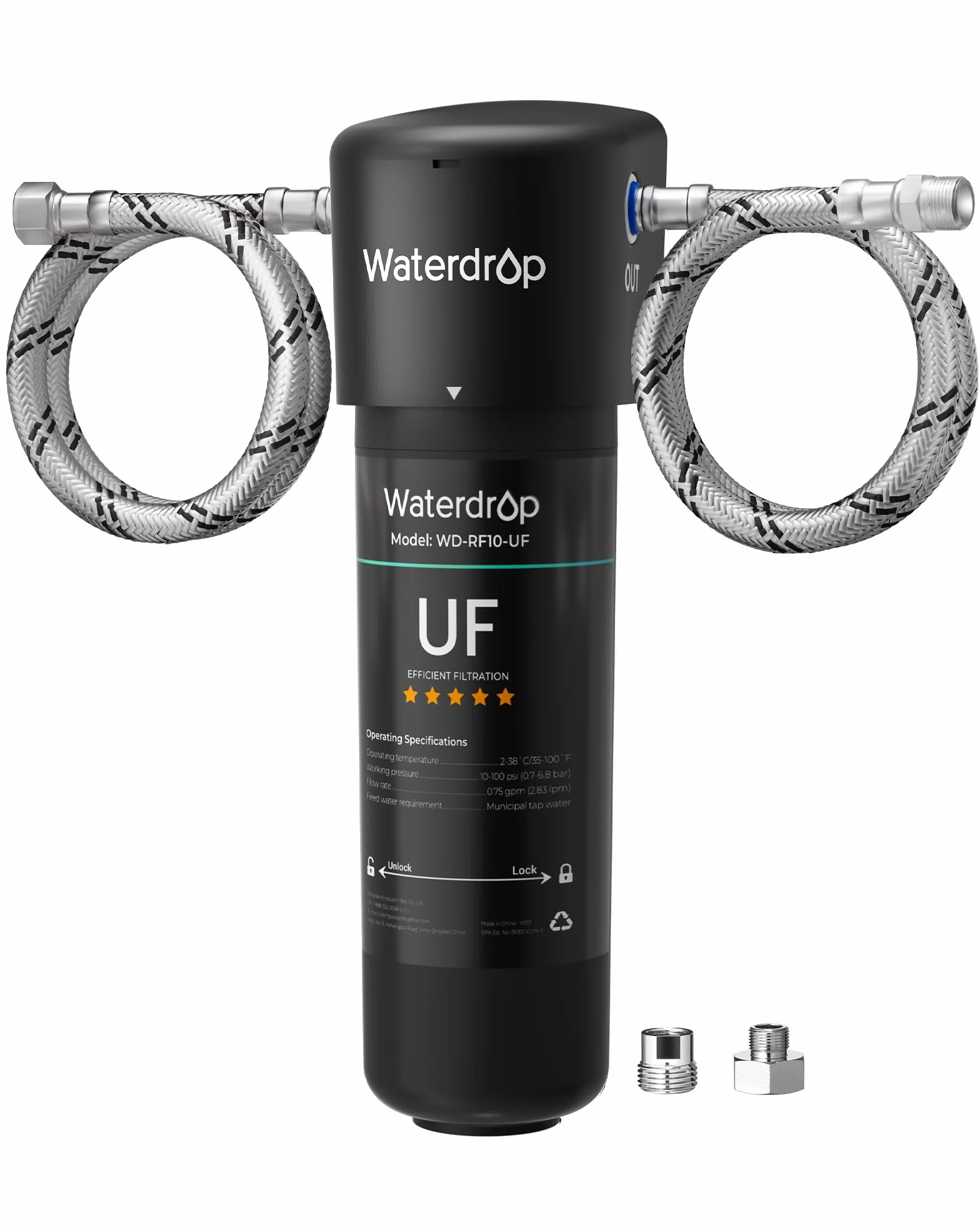 Waterdrop 10UA-UF Wasserfilter 0.01μm Ultra Untertisch-Filtration, Reduziert Blei, Chlor, Geschmack & Gerüche, 11000 Gallons, Direktanschluss An Küchenhahn