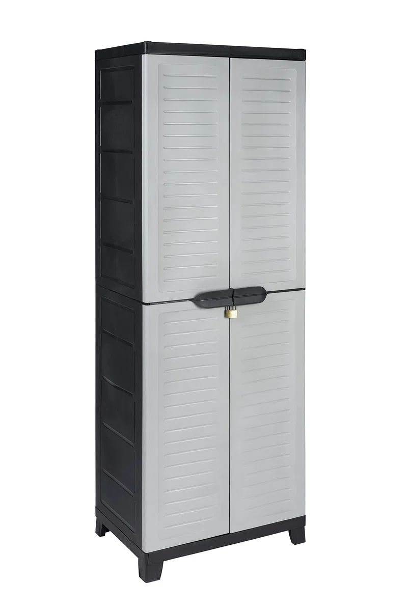 Kreher Hochwertiger Kunststoffschrank der Elite-Serie mit 4 verstellbaren Einlegeböden mit je 20kg Tragkraft - Hohe Version