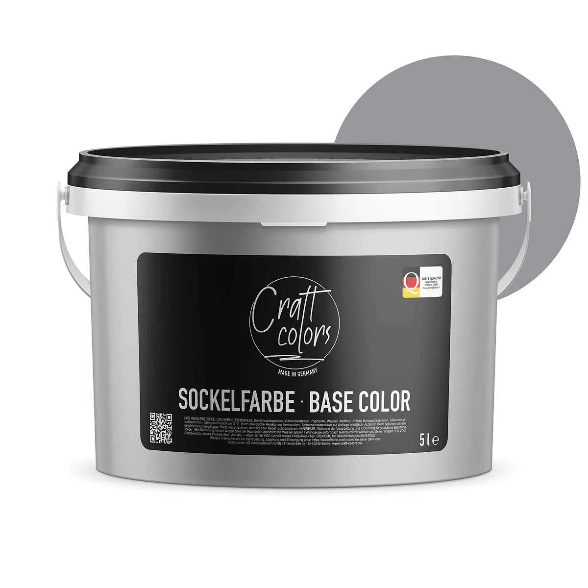 Sockelfarbe 5L Steingrau | hochwertige Farbe für Beton, Mauerwerk, Kellerwand, Fassade & Dachflächen | Nassabriebklasse 1 | Made in Germany | Wetter & UV-Beständig
