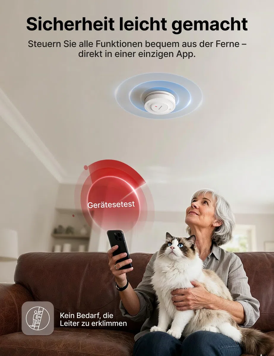 X-Sense Smart WLAN-Rauchmelder Feuermelder mit 10-Jahres-Batterie und SBS50 Basisstation, TÜV Rheinland Zertifiziert, photoelektrischer vernetzbarer Funk-Brandmelder, SD19-MN61, 6 Stück