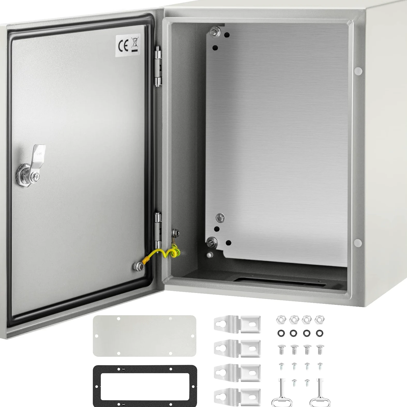VEVOR Schaltschrank NEMA-Industriegehäuse, 40 x 30 x 20 cm NEMA 4X-Stahl-Schaltkasten, IP66 wasser- und staubdicht, elektrischer Anschlusskasten für den Außen-/Innenbereich, mit Montageplatte