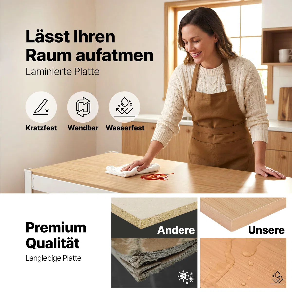 HOMEDANT House Premium-Lift-Beam Schwerlastregal Kellerregal Lagerregal Haushaltsregal Küchenregal Garagenregal 40 x 120 x 180cm Regal mit Laminat-MDF-Böden verstellbare Ablagen Weiß