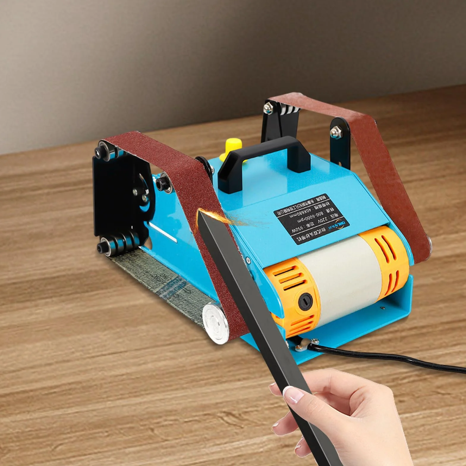 Messermacher Bandschleifer Polierer Bandschleifmaschine Schleifband Schleifer Doppelschleifer Doppel Axis Belt Sander Schleifmaschine für das Schleifen von Holz Metall Kunststoff usw Materialien
