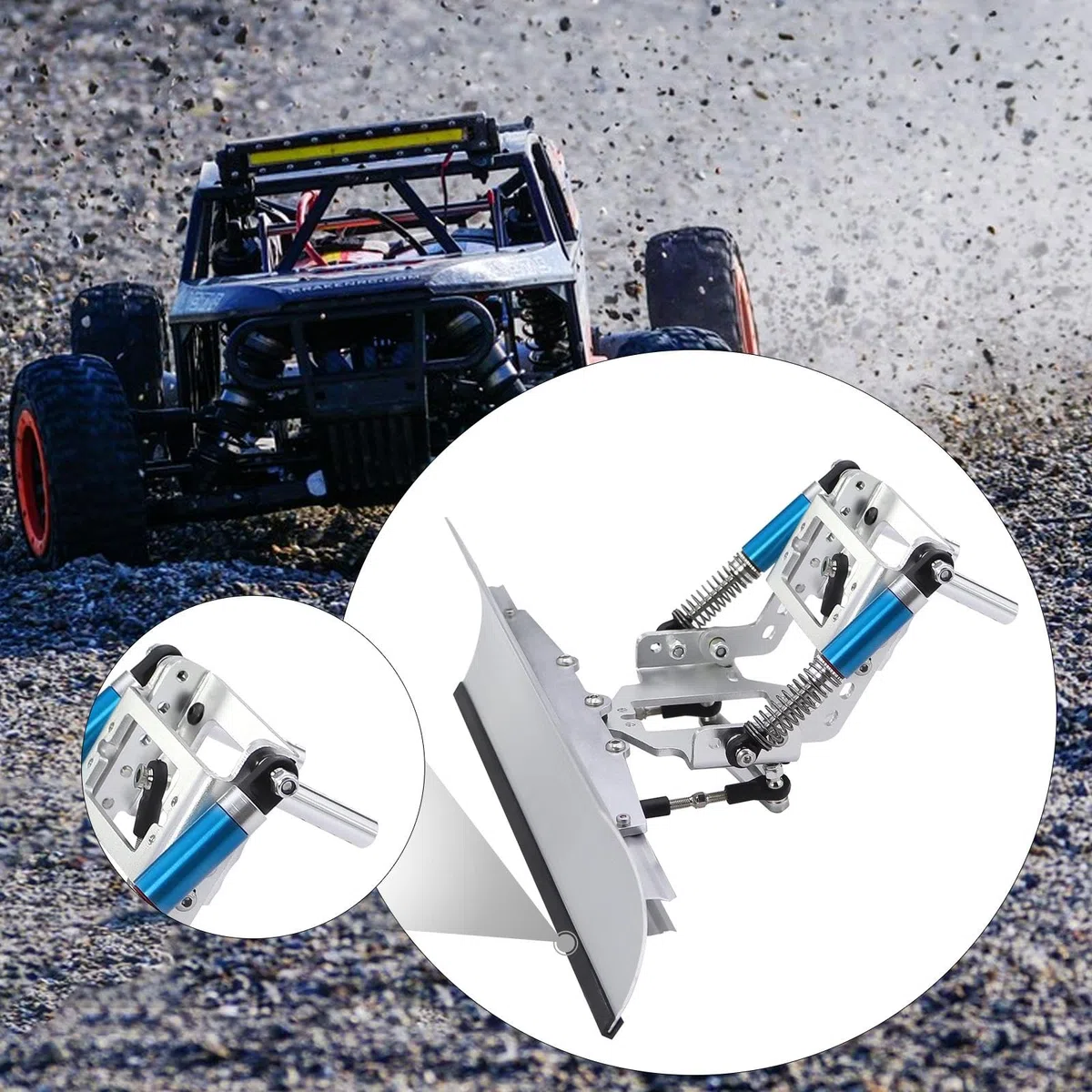 1/10 Metall RC Schneeschild Silber 21cm, Snow Plow Front Snow Shovel Snowplow, RC Schneepflug Schneeräumwerkzeug aus Aluminiumlegierung für SCX10 II 90046 SCX10 III Auto