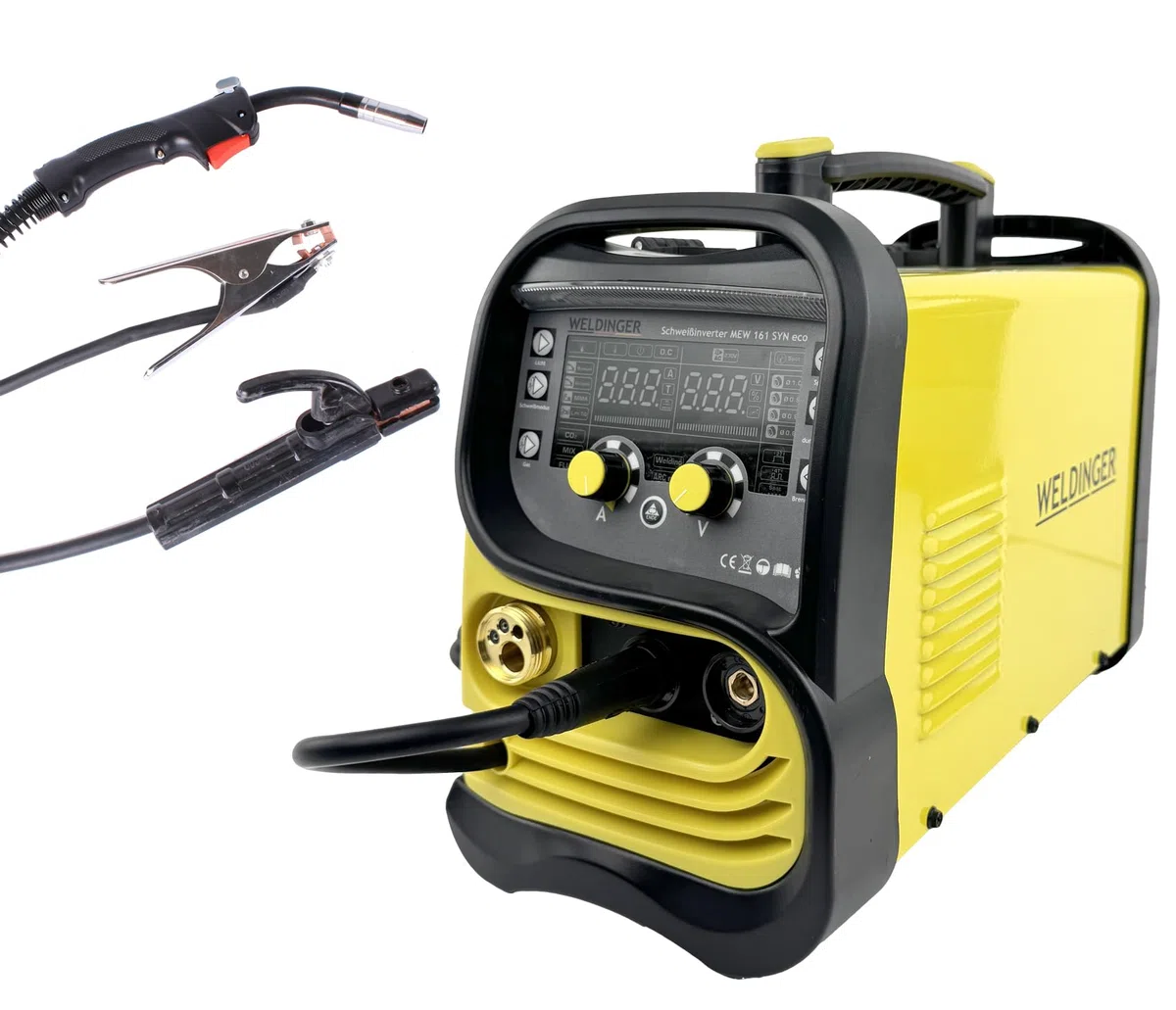 WELDINGER MIG/MAG-Schweißinverter MEW 161 SYN eco synergisches Schutzgasschweißgerät (Fülldraht WIG MMA) 5 Jahre Garantie