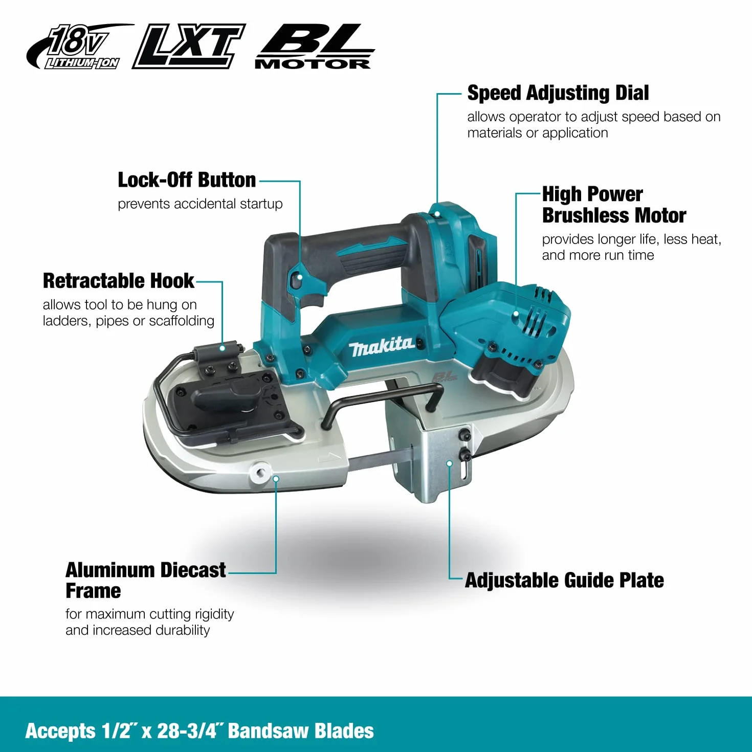 Makita DPB183Z Akku-Bandsäge 18 V (ohne Akku, ohne Ladegerät)