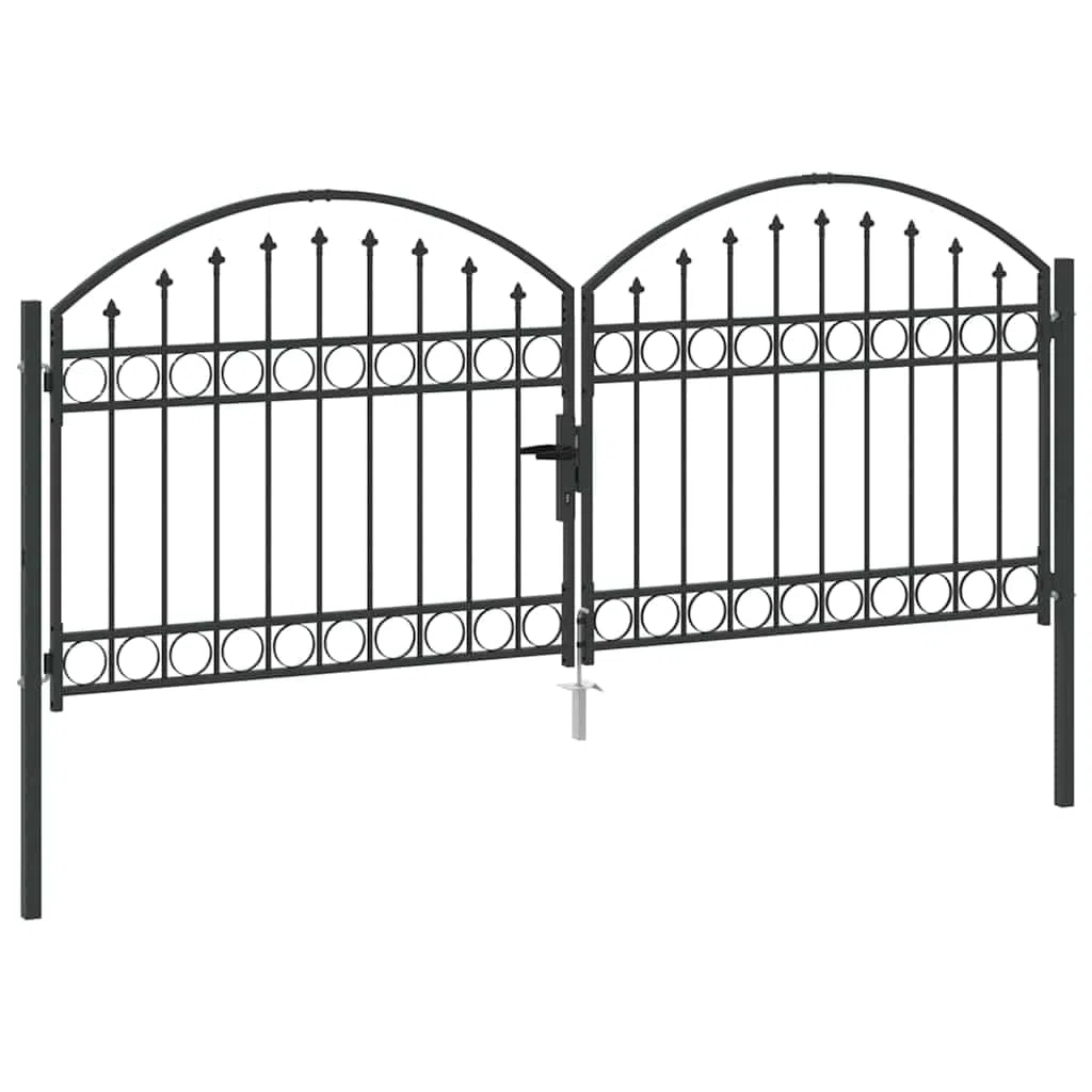 Gartentor Doppelflügel Gartentore U-Design Grau 300 x 125 cm