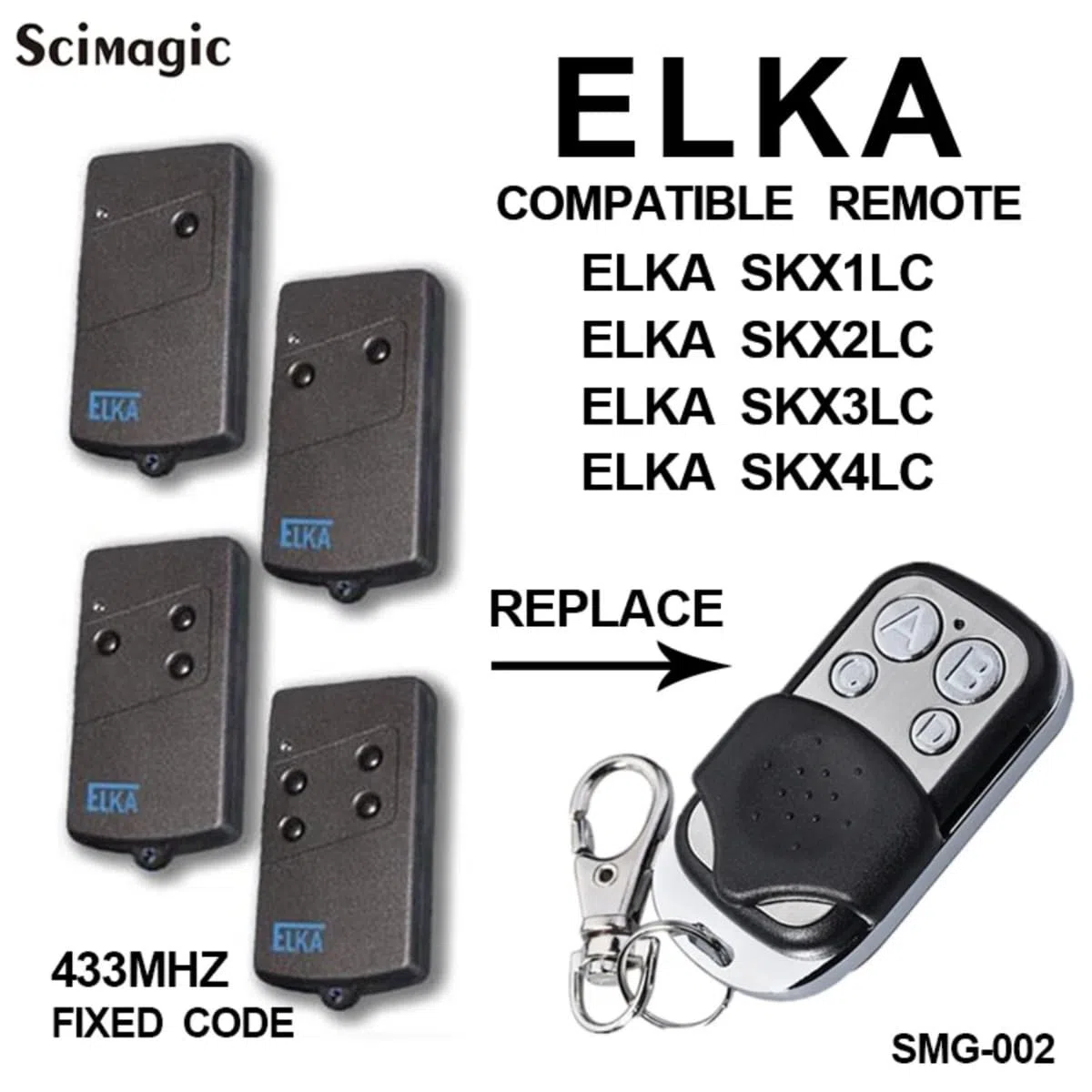 ELKA SKX1LC SKX2LC SKX3LC SKX4LC garage tür fernbedienung ersatz 433Mhz klon befehl handheld starten sender