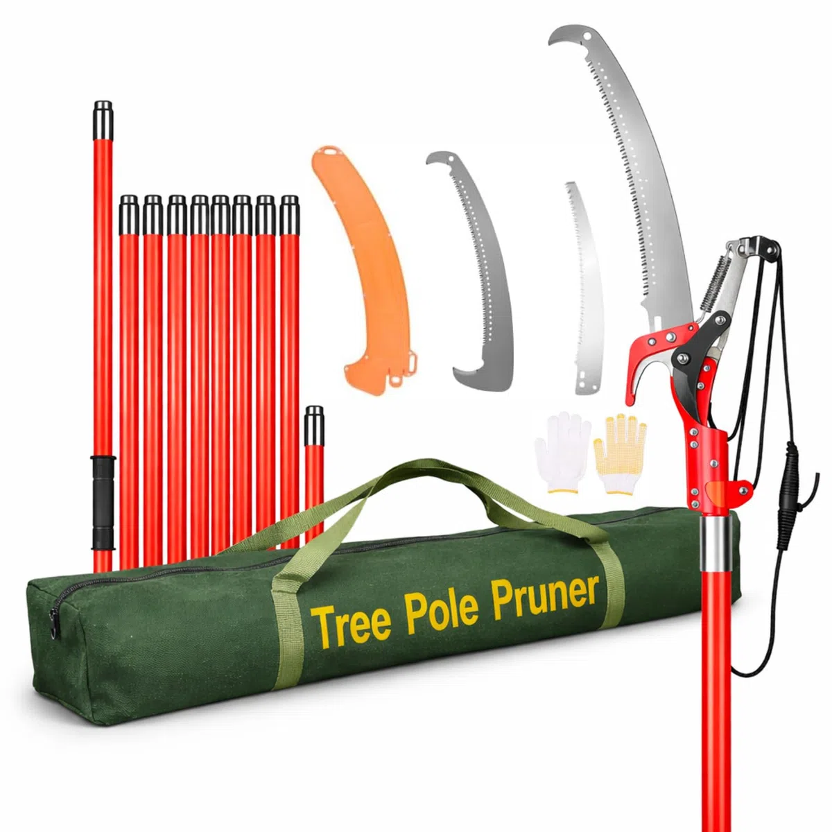 2-in-1 Teleskop-Astschneider & Astsäge 9 m, Profi Gartenschere mit 65Mn Stahlklinge, ausziehbarer Hochentaster für Obstbäume, Palmen & Gartenarbeiten, inkl. Zubehör & Tasche