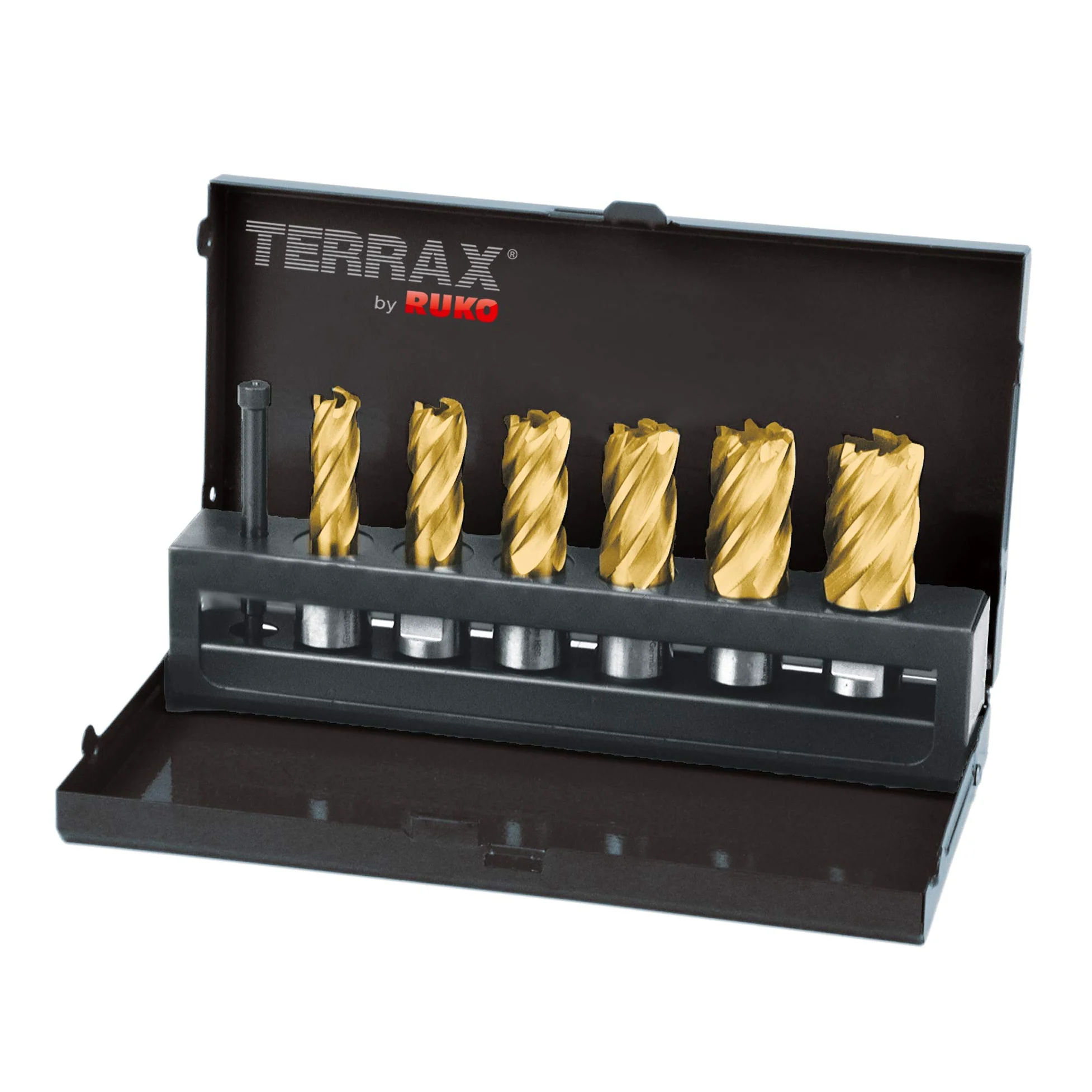 VEVOR Profi Kernbohrmaschine Magnetbohrmaschine 1550 W Ruko Terrax A108820T 7-teiliges Set Bohrkrone Tin Ø 12–22 mm
