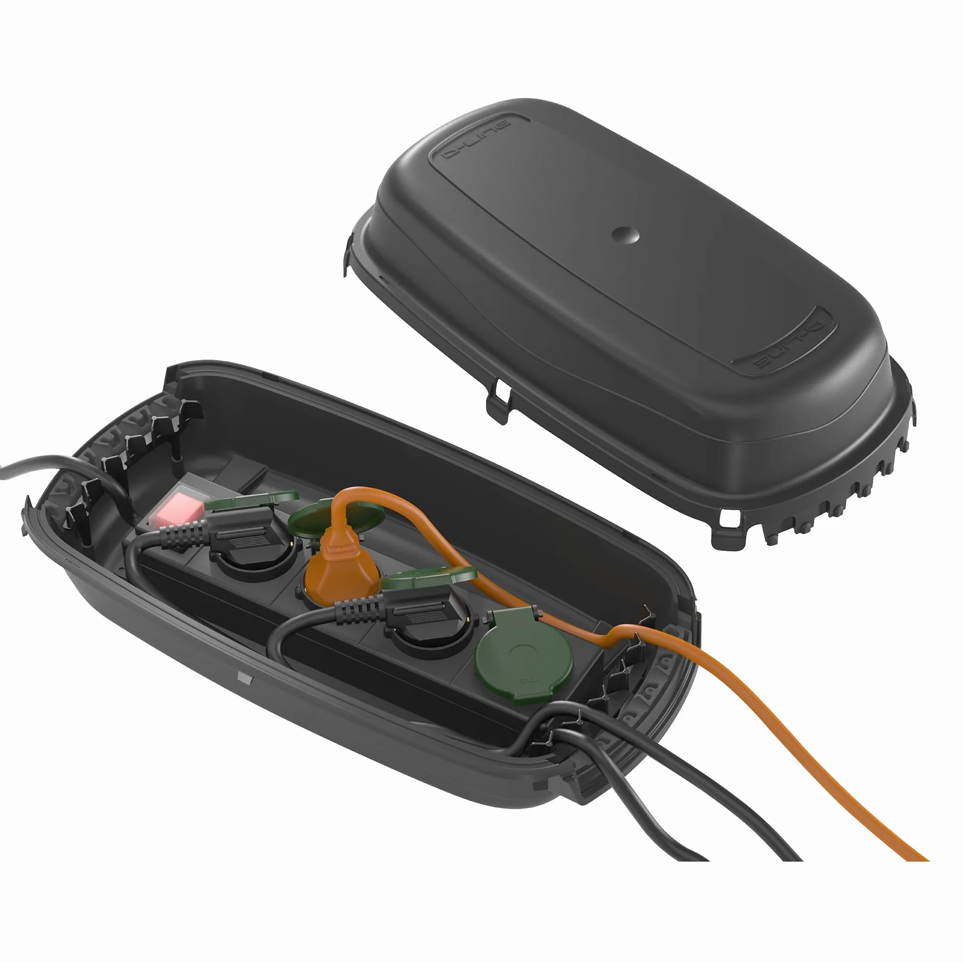 D-Line, Wetterfeste Elektrobox, IP54-Schutz - Innenmaße = 290mm (Länge) x 125mm (Breite) x 110mm (Höhe) - Schwarz