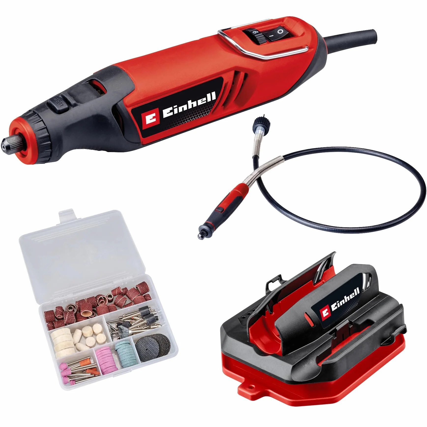 Einhell Schleif- und Gravur-Werkzeug TC-MT 150 E (150 W, Drehzahlelektronik, max. 35000 U/min, Spindelarretierung, inkl. 117-teiliges Zubehör)