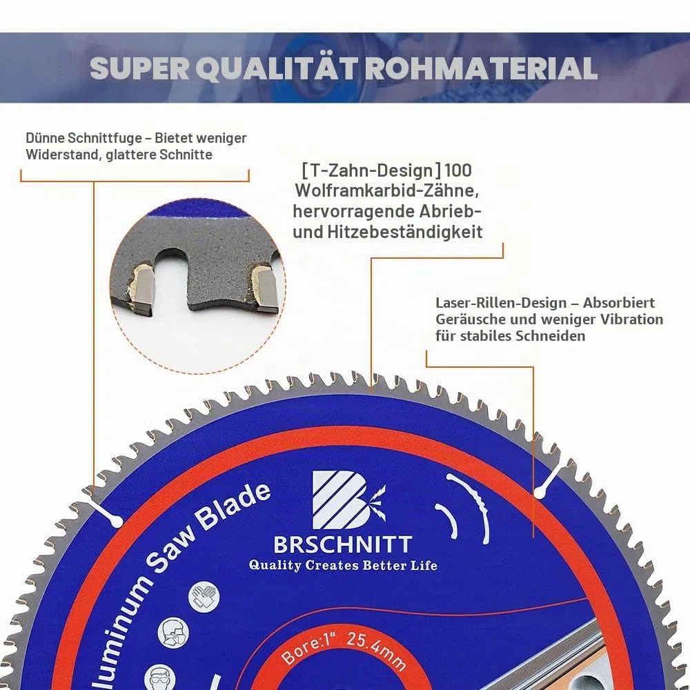 305MM 100Zähne TCG Metall Kreissägeblatt - Aluminium schneiden Kreissägeblatt für Aluminium Kunststoff und Nichteisenmetall 30/25.4MM Arbor