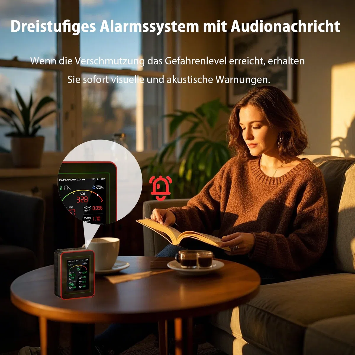 Professioneller 15-in-1 Luftqualitätsmessgerät mit App – CO₂-Messgerät, Feinstaubmessgerät PM2.5/PM10, VOC-Messgerät, Dual-Chip & Echtzeit-AQI-Warnungen