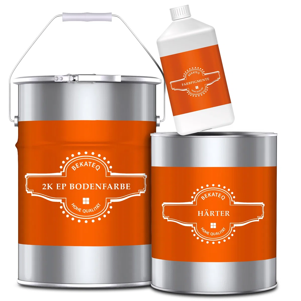 BEKATEQ 2K Epoxidharz Silbergrau 5KG I Bodenbeschichtung UV-optimiert, Selbstentlüftend, Geruchsarm, Betonfarbe für außen & innen I Bodenfarbe für Garagenboden, Werkstatt- & Industrieboden BE-702