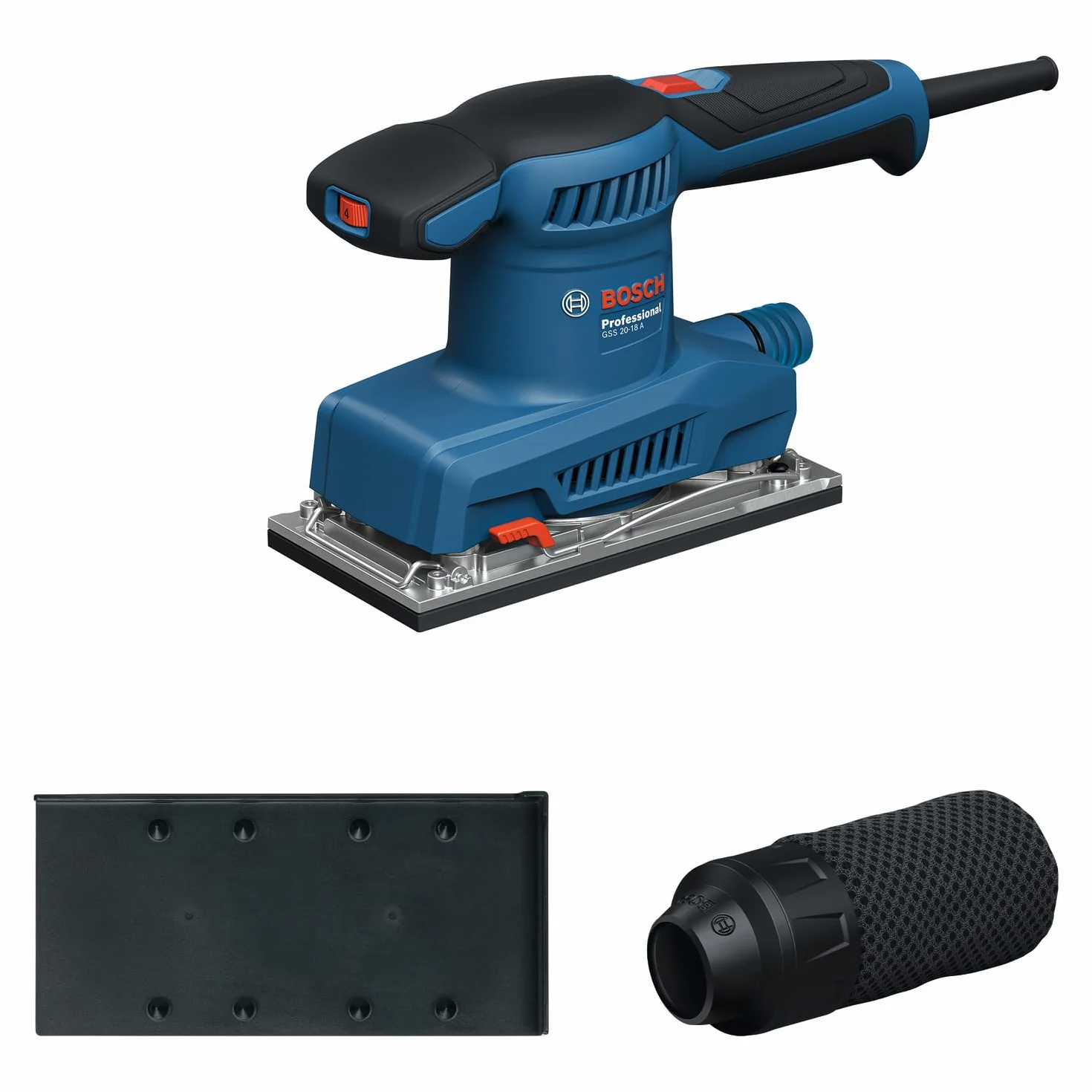 Bosch Professional kabelgebundener Schwingschleifer GSS 20-18 A (inkl. Staubbeutel, Schleifplatte)