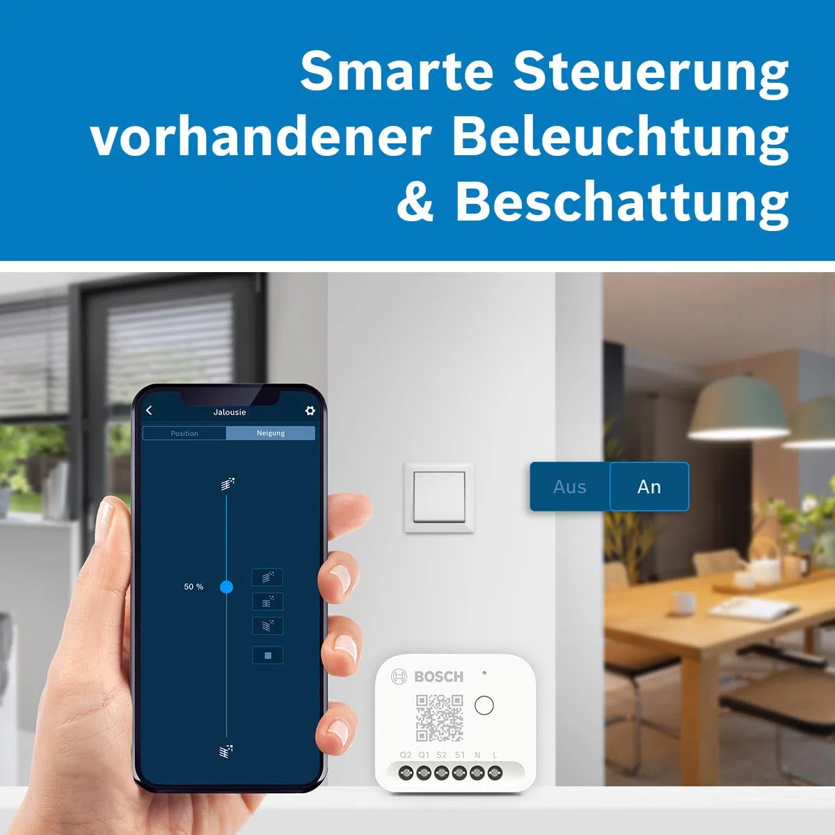 Bosch Smart Home Licht-/Rollladensteuerung II, Licht & Rollläden smart machen, App- & Sprachsteuerung, Automationen & Zeitpläne, Apple Home, Google Home & Alexa kompatibel, Controller II erforderlich