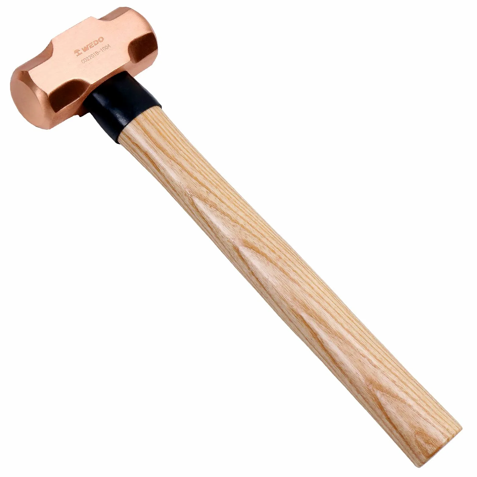 WEDO Kupferhammer,450g Kopfgewicht,310mm Länge, mit Holzgriff, langer gerader Griff, verstärkte Kopf-Griff-Verbindung, für Gartenarbeit und Bauwesen