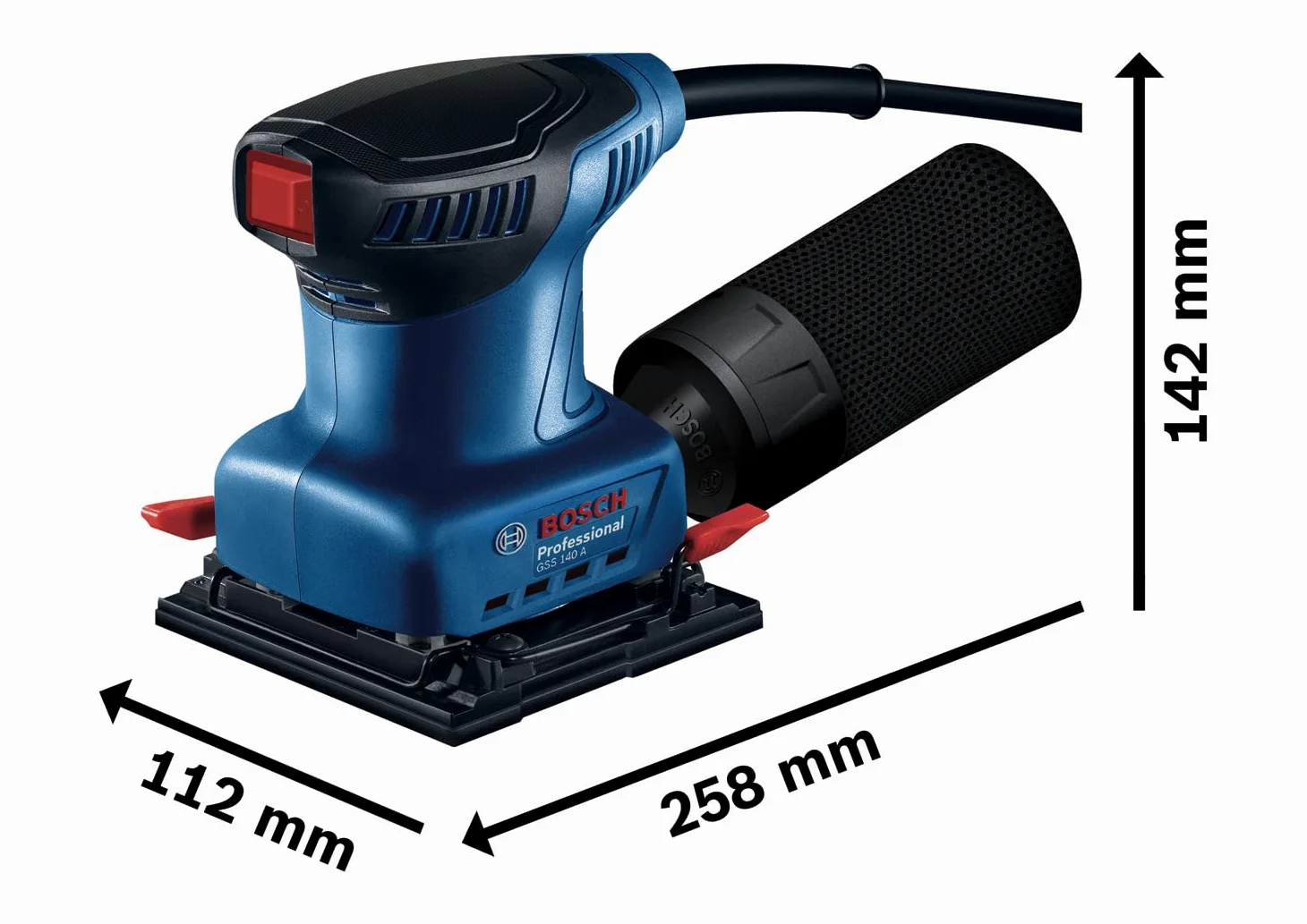 Bosch Professional Schwingschleifer GSS 140 (220-W-Motor, Vibration 3,4 m/s2, inkl. Staubbeutel, Lochwerkzeug, Schleifblatt C411)
