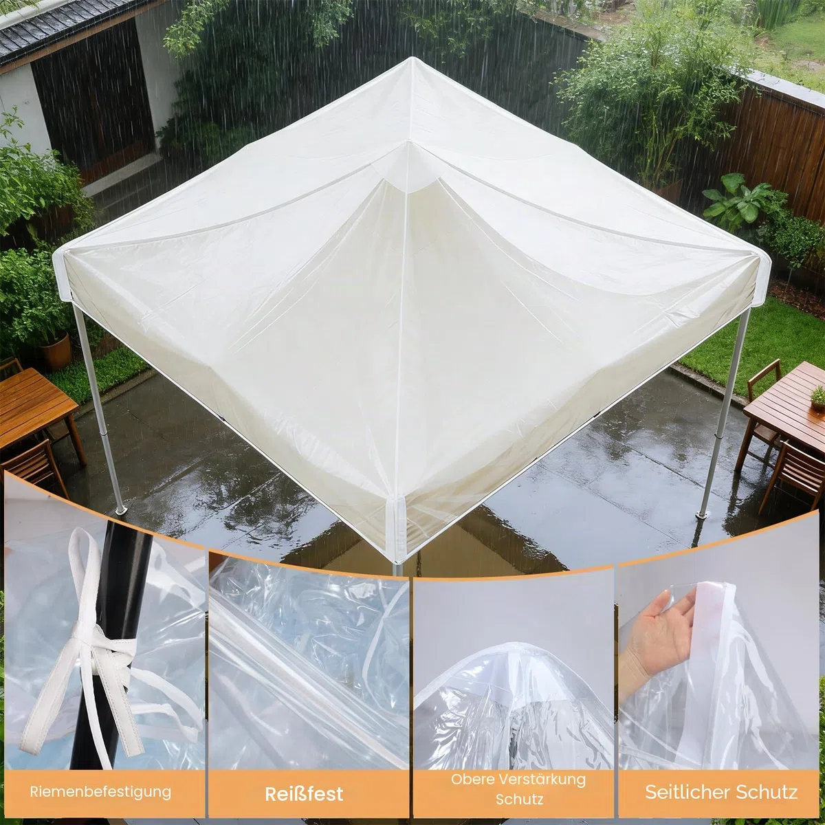 OKYUK Ersatzdach für Pavillon, transparent (klares PVC, 3 x 3 m)