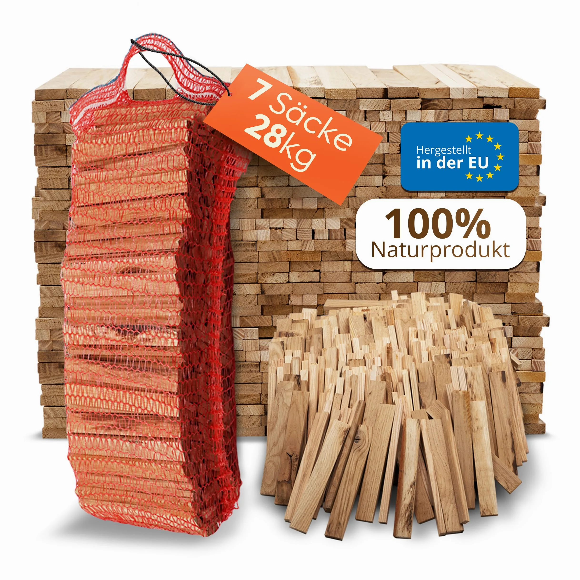 Aleko Parkett Premium 28 kg Brennholz - Anzünder aus Eichenholz, Bio Kaminanzünder, für Grill, Kamin, Ofen - perfekter Grillanzünder, getrocknetes und unbehandeltes Anmachholz