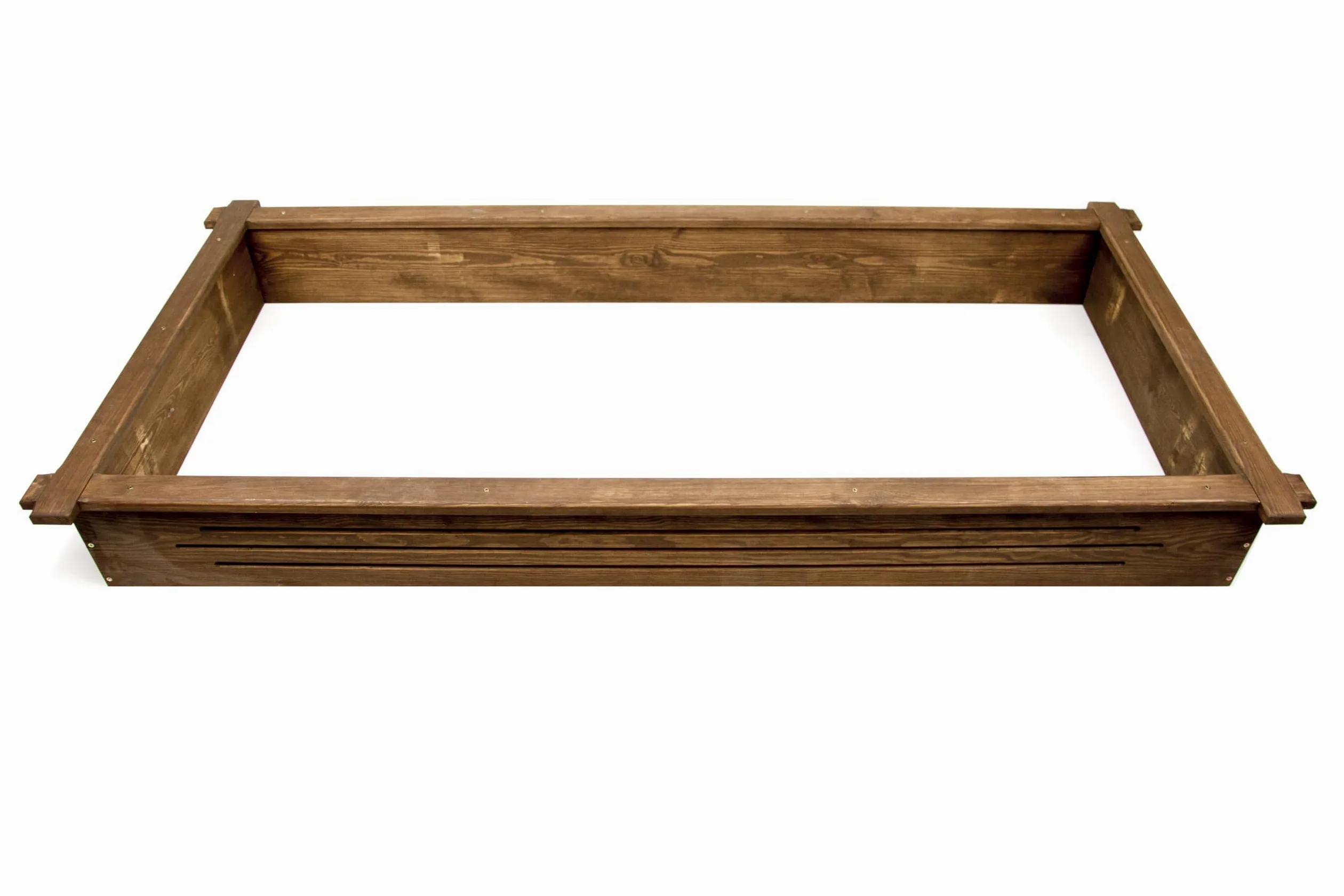 Grabrahmen aus Holz – Holzrahmen für Grab – Grabumrandung 190x90x20 cm – Imprägniertes Kiefernholz – Farbe Nussbaum – Wetterfest – Einfache Montage