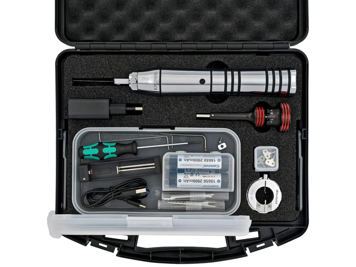 MULTIPICK Kronos Komplettset - [Elektropick] Elektrischer Picker - Lockpicking elektrisch - Elektro lock pick gun - Multipicker Set für viele Schlösser - Electric Multitool Kit - Schlossöffner