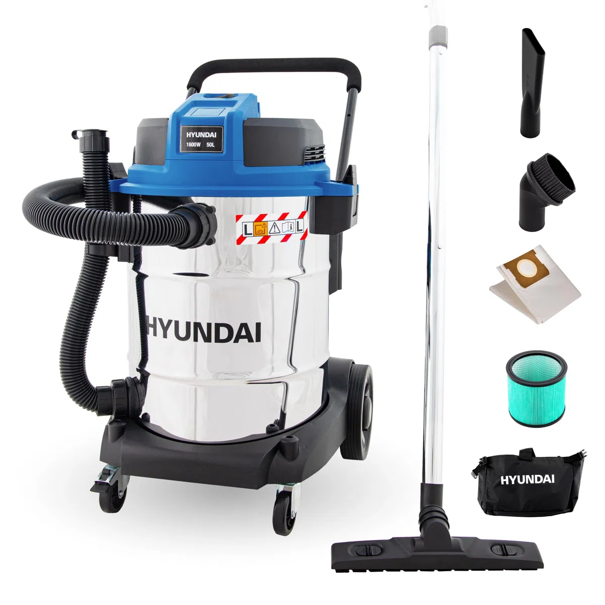Hyundai Nass- / Trockensauger VCWD1650E, 1600 W, 50l, Edelstahltank, Gebläsefunktion (Staubsauger, Waschsauger, Industriestaubsauger)