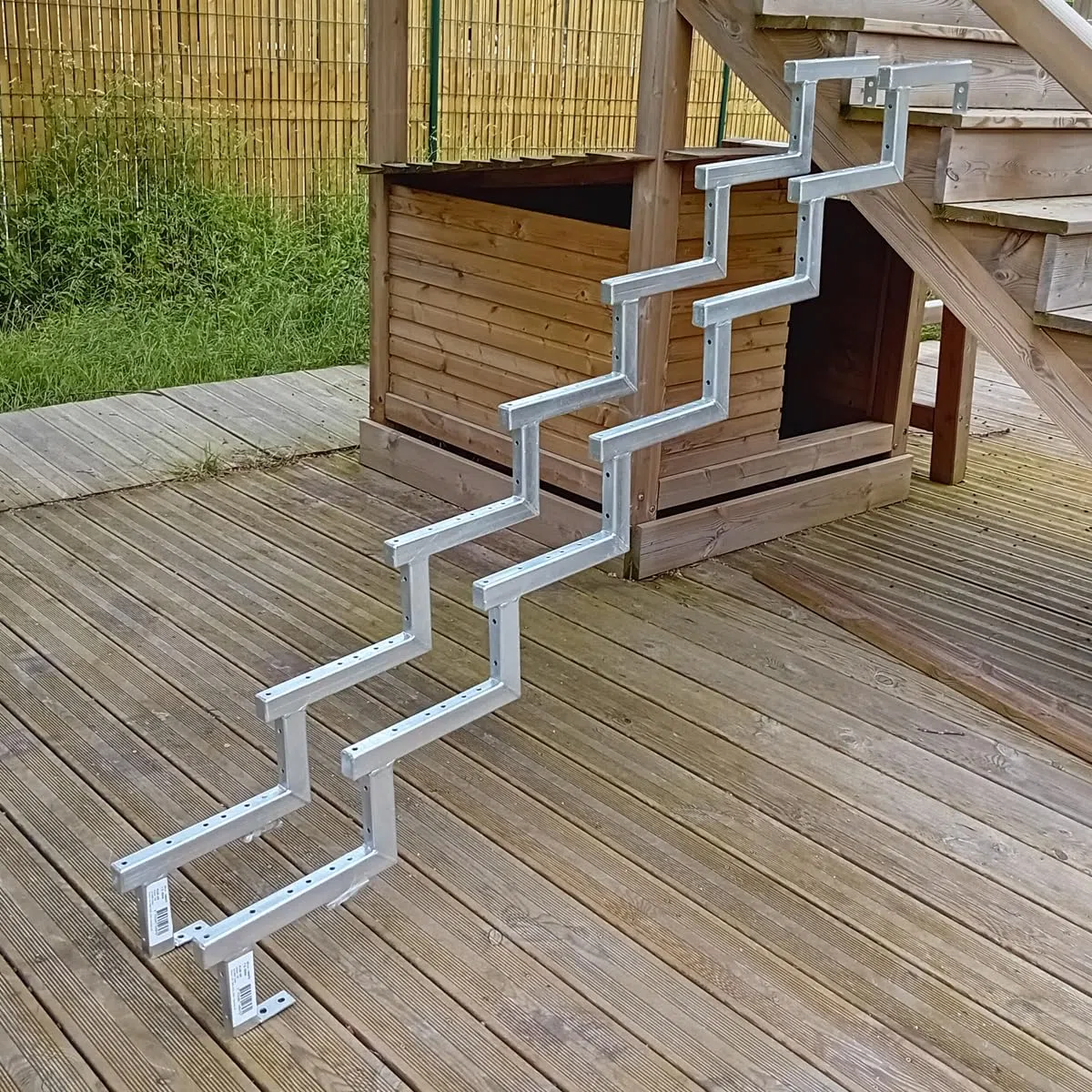 2er Set Stahl Treppenwange 7 Stufen - Option für Setzstufen-Höhe 119cm