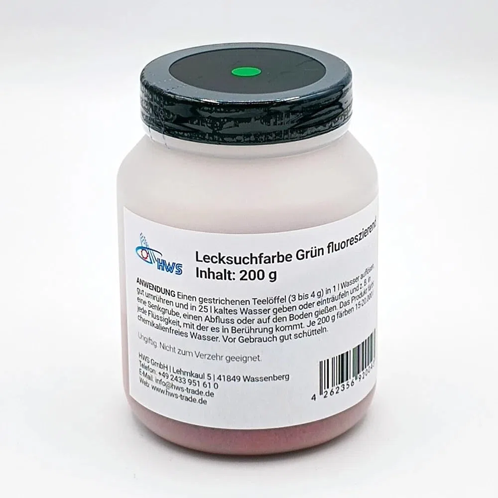 HWS Lecksuchfarbe Markierungsfarbstoff für Wasser, 200 g Dose Grün fluoreszierend