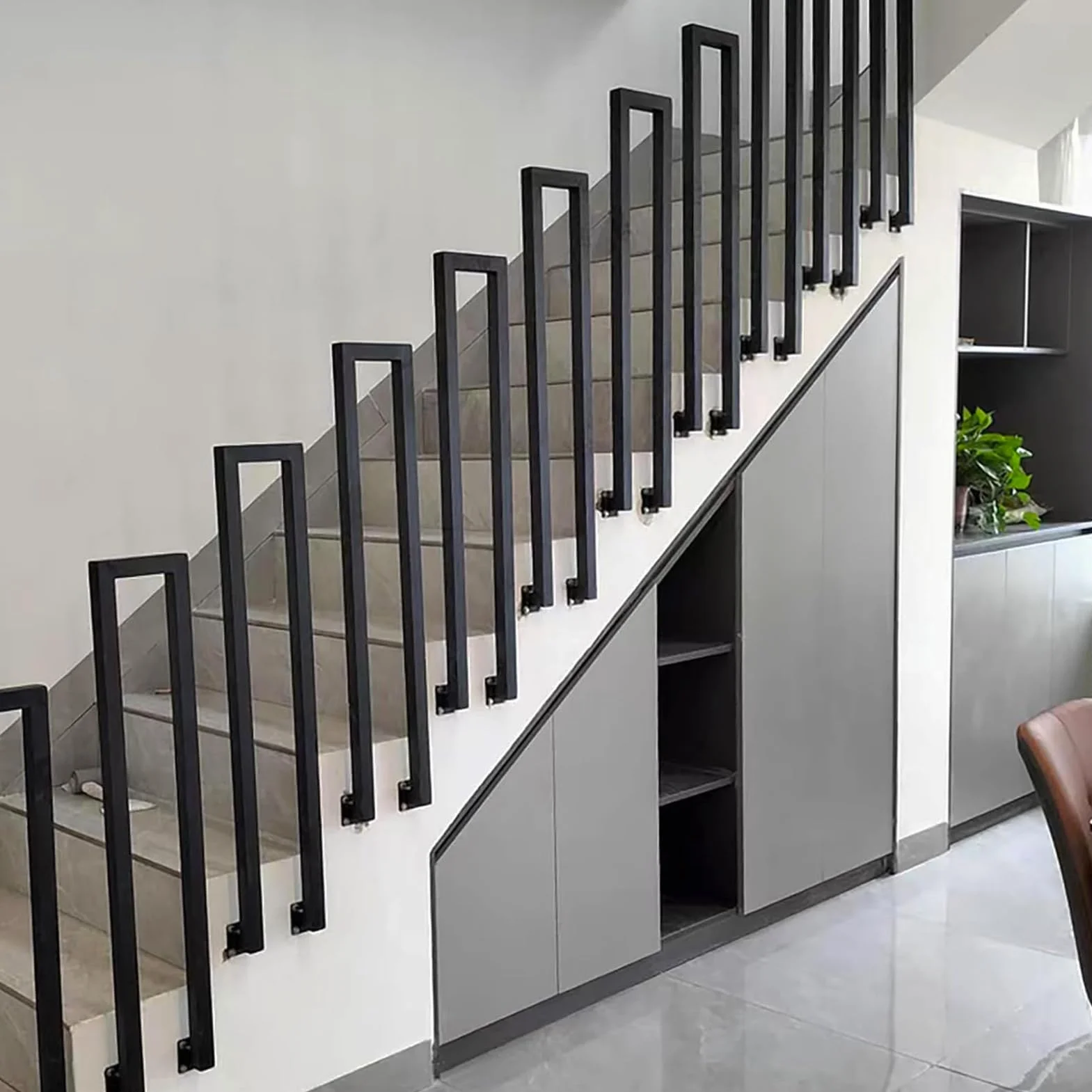 Treppengeländer Schwarz U-förmig Metall Handlauf 95cm Innen Außen