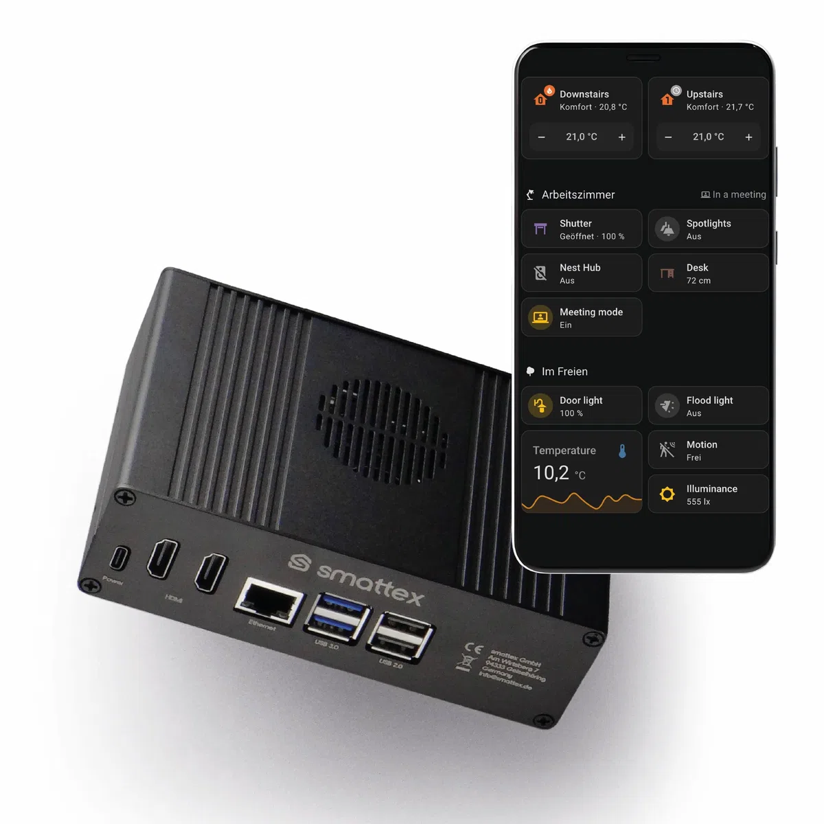 Plug & Play Set Black, Raspberry Pi 5, Home Assistant vorinstalliert, inkl. Antenne (Thread Border Router), WiFi, Bluetooth, SSD, Matter, Zigbee optional, sofort (16 GB RAM / 256 GB SSD)