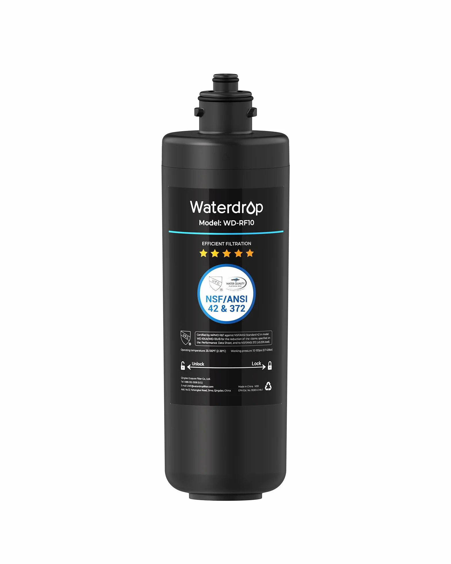Waterdrop WD-RF10 Wasserfilter, NSF/ANSI 42 Zertifiziert, 11000 Gallone Hohe Kapazität, Ersatz für Watertrop Untertisch Wasserfiltrationssystem