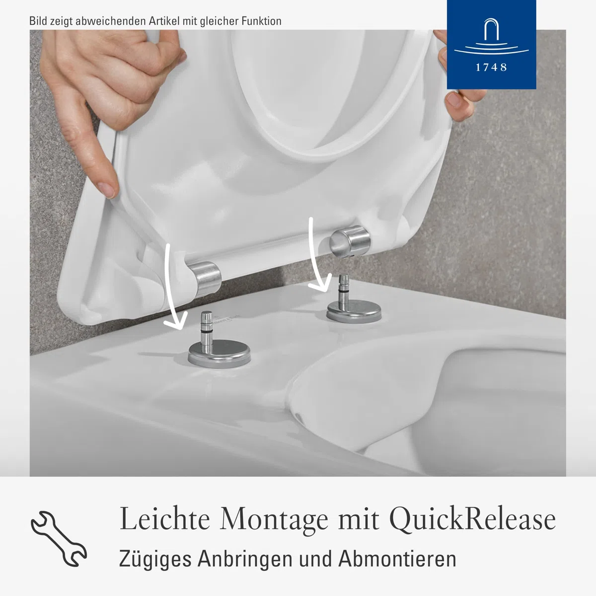 Villeroy & Boch O.novo WC-Sitz - Toilettendeckel mit Absenkautomatik - Abnehmbarer, bruchsicherer Toilettensitz aus Duroplast - Original Ersatzteil - Klodeckel in D-Form - Weiß Alpin, glänzend