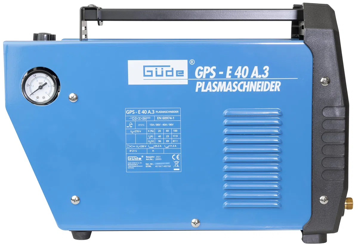 Güde 20093 GPS-E 40 A.3 Plasmaschneider (230 V, Arbeitsdruck 3-6 bar, Materialstärke max. 12 mm, für Stahl, Edelstahl, Kupfer oder Aluminium geeignet)